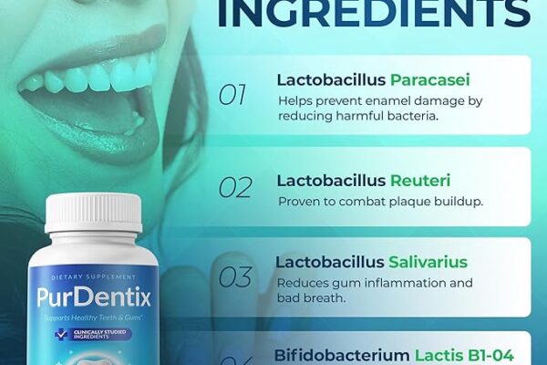 PurDentix probiotic supplement bottle for healthy teeth and gums