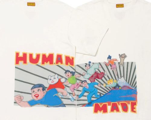 Human Made White T-Shirt with Colorful Cartoon Graphic